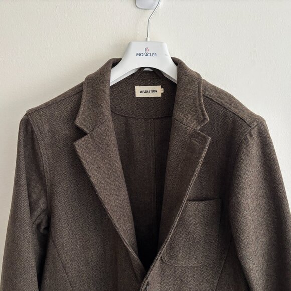 Taylor Stitch Olive Brown Wool Tweed Norfolk Hunting Jacket / Blazer - 42 Large - Picture 10 of 16